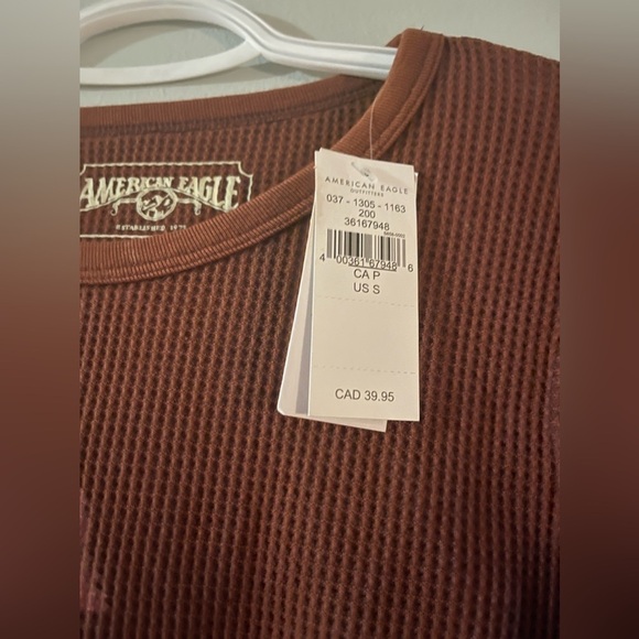 American Eagle Brown Waffle long sleeve new with tags graphic MAINE shirt - Picture 2 of 7